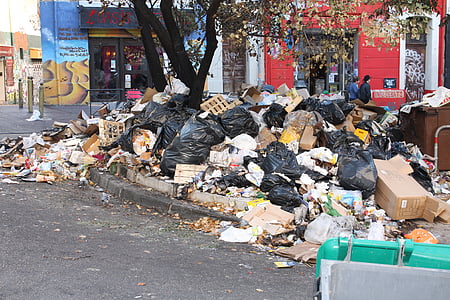 hrpa smeća, otpada, smeće, otpad gomila, Marseille, Francuska, štrajk