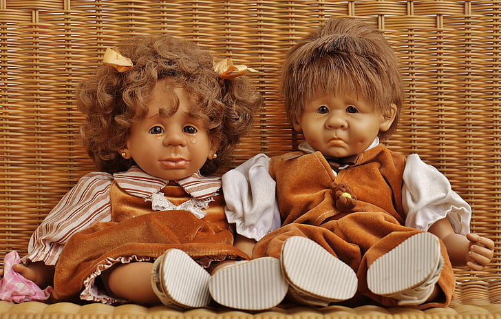 bábika, chlapec, dievča, slzy, smutný, hračky, deti
