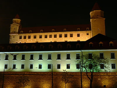 slovakia, bratislava, castle, night