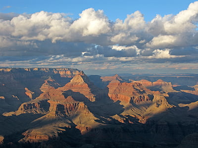 Grand canyon, festői, táj, felhők, rock, erózió, geológia
