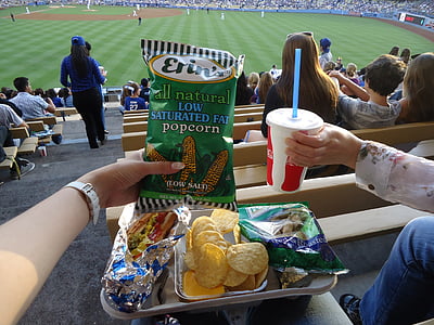 Dodgers, Dodgers stadions, pārtika, dzēriens, soda, mikroshēmas, Hot dog