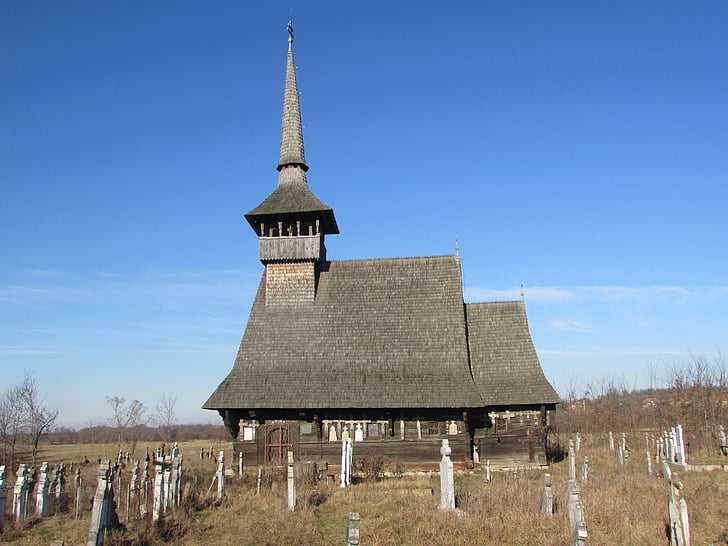 Iglesia, madera, RIENI, antiguo, Cementerio, Rumania, Transilvania