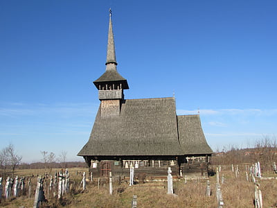 kerk, hout, rieni, oude, begraafplaats, Roemenië, Transsylvanië