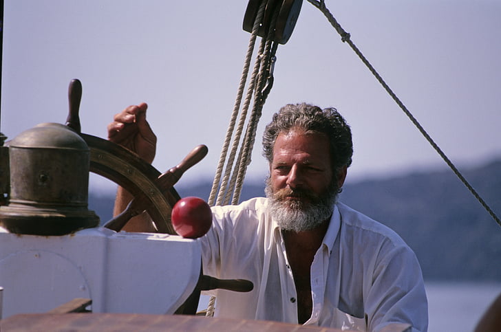 капитан, кораб, експедиция лидер, кормилното колело, Гърция