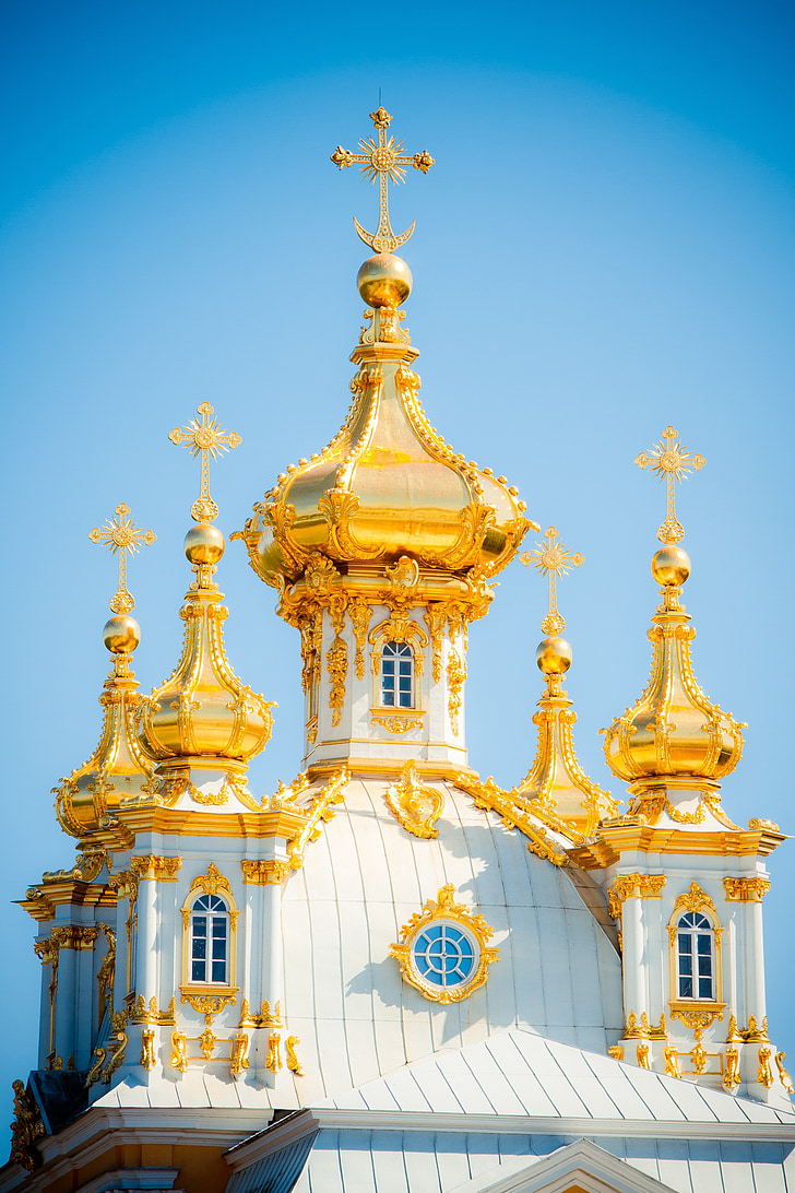 Peterhof, Dome, st petersburg, Venemaa, kirik, Peetruse ja Pauluse kirik, õigeusu, Venemaa