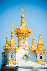 Peterhof, kupolas, Sankt Peterburge Rusija, bažnyčia, Petro ir Pauliaus bažnyčia, stačiatikių, Rusijos Federacija