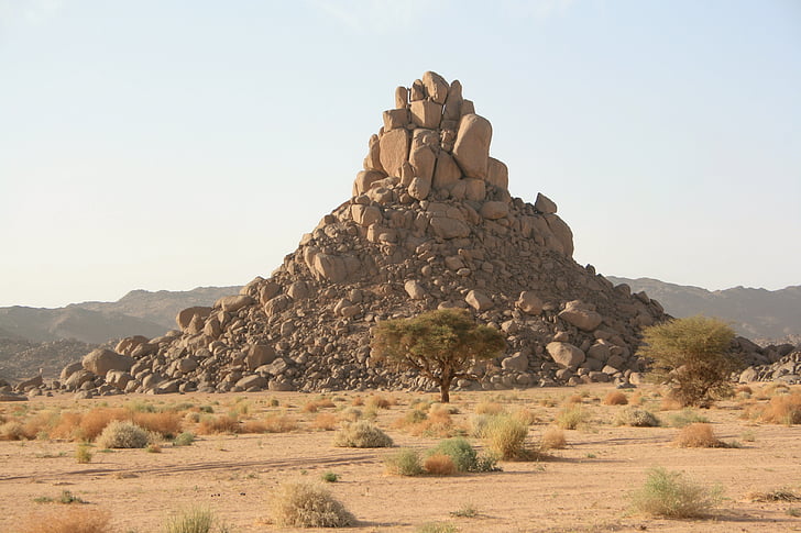 Algeriet, Sahara, öken, tropisk vegetation, granit, ifaghaghaten