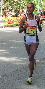 Marató, executar, corredor, Madrid, kenyà, guanyant, primer