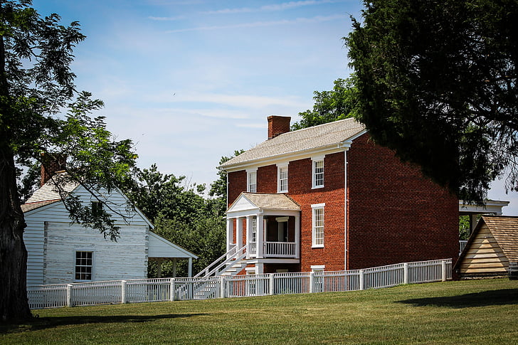 Appomattox court house, McLean hus, USA nationalpark, kapitulation webbplats, amerikanska inbördeskriget, historiska byggnader, museet