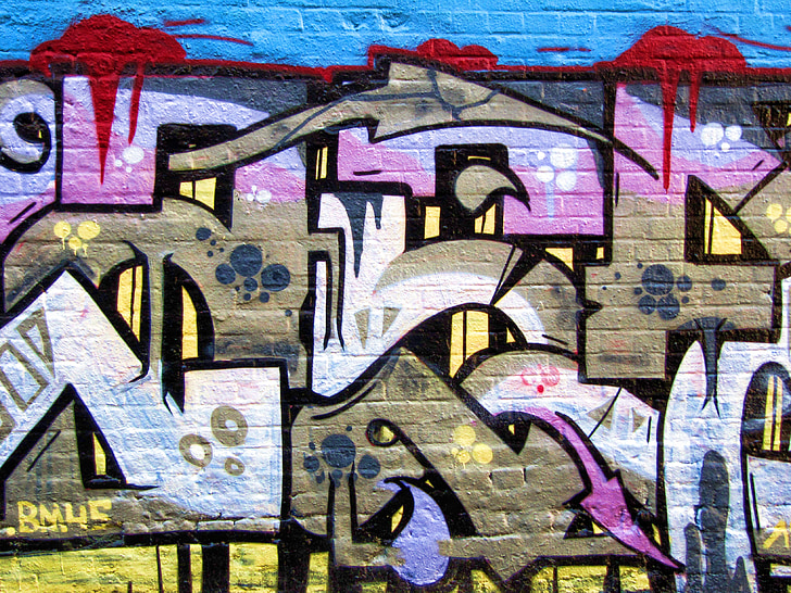 Graffiti, peinture murale, pulvérisation, art, hauswand, peinture, pulvérisateur