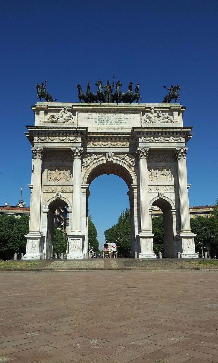Gate, Gateway, Arch, arkitektur, historiska, Milan, Italien