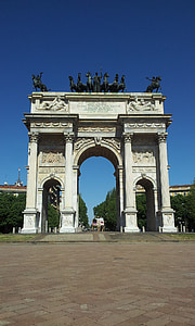gate, gateway, arch, architecture, historic, milan, italy