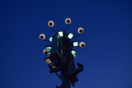 pouliční lampa, v noci, Peking, technologie