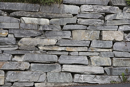 steinmur, egyptisk stein, vegg, hogd stein veggen, skåret, gresset, Norge