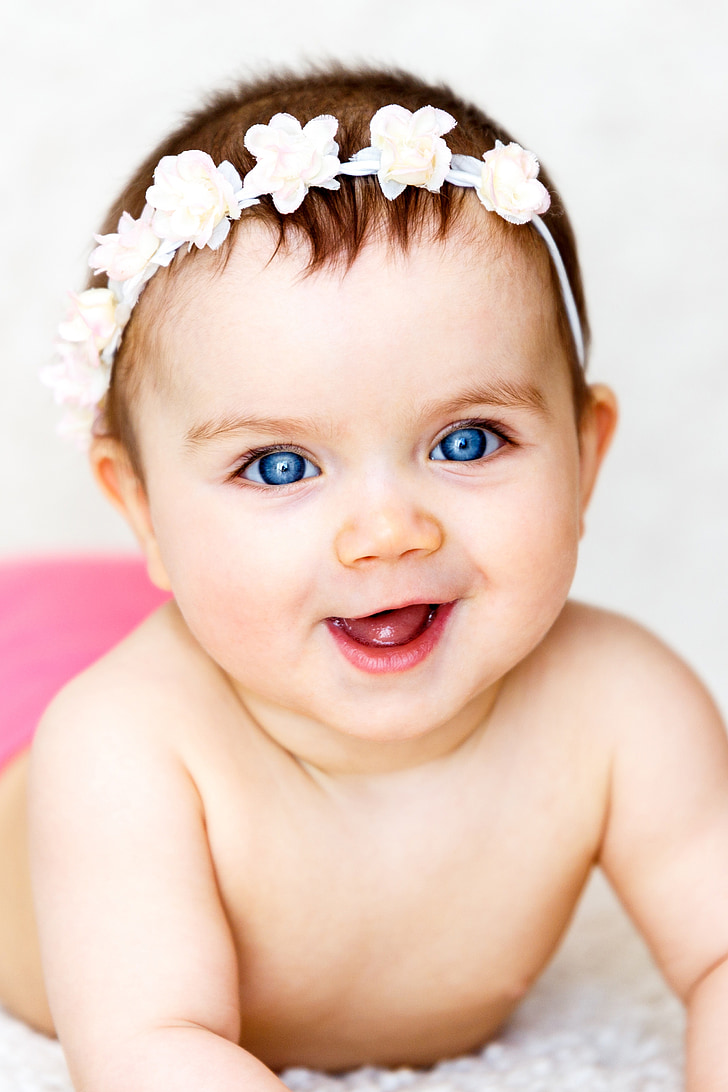 baby, girl, flower ribbon, cute, child, sweet, caucasian Ethnicity