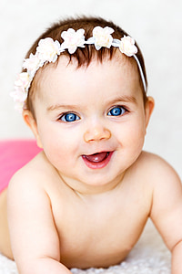赤ちゃん, 女の子, 花リボン, かわいい, 子, 甘い, コーカサス地方の民族性