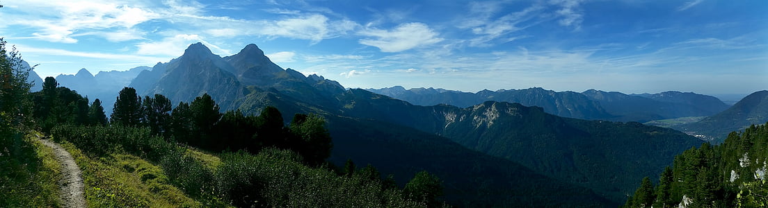 dağlar, schachen, Hiking, Görünüm, Panorama, manzara, dağ Hiking