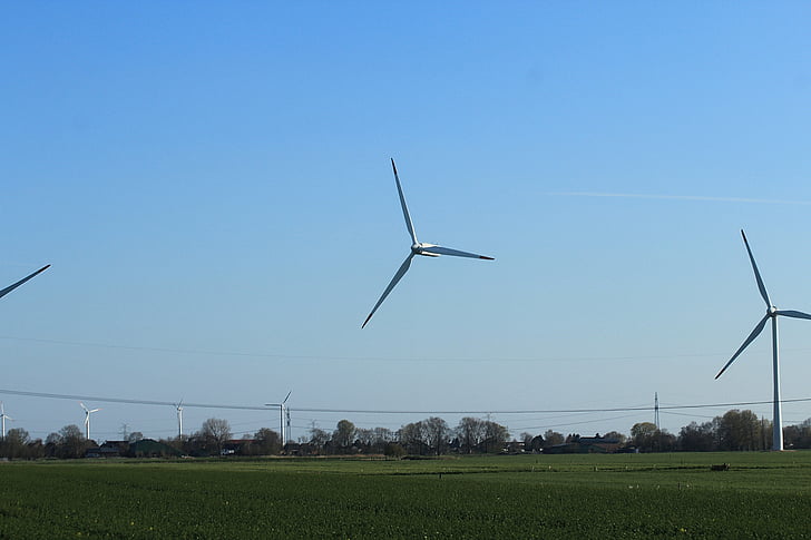 turbinas de viento, energía eólica, energía eólica, Dithmarschen, Parque eólico, foto montaje