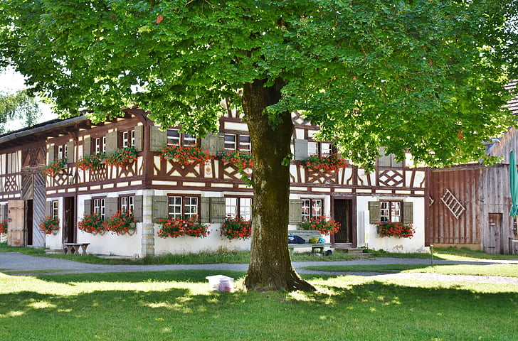 gospodarstwa, budynek, Kratownica, dachu, fachwerkhaus, wieś, Muzeum Rolnictwa
