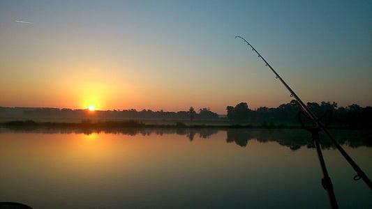 ribolov, peca, jezero, zalazak sunca, izlazak sunca, Rijeka, priroda