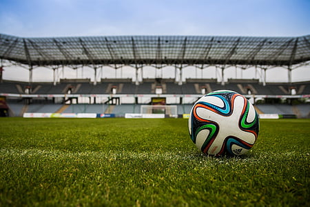 green, blue, white, soccer, field, sport, Ball