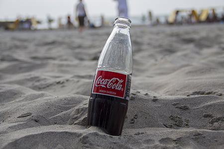 drink, coca cola, beach, soft drink, sand, bottle, holiday
