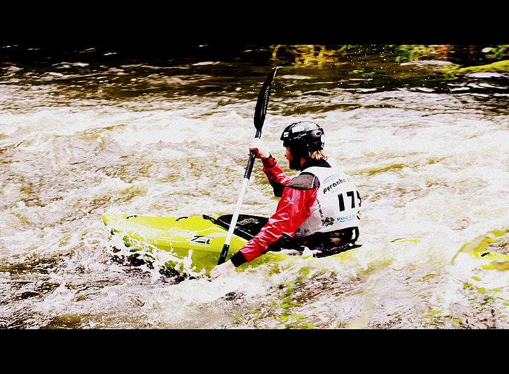 kayak, air, dayung, air putih, air liar, adrenalin, helm