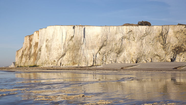 uolos, jūra, paplūdimys, pusėje, smėlio, Normandija