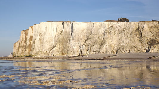 cliff, sea, beach, side, sand, normandy