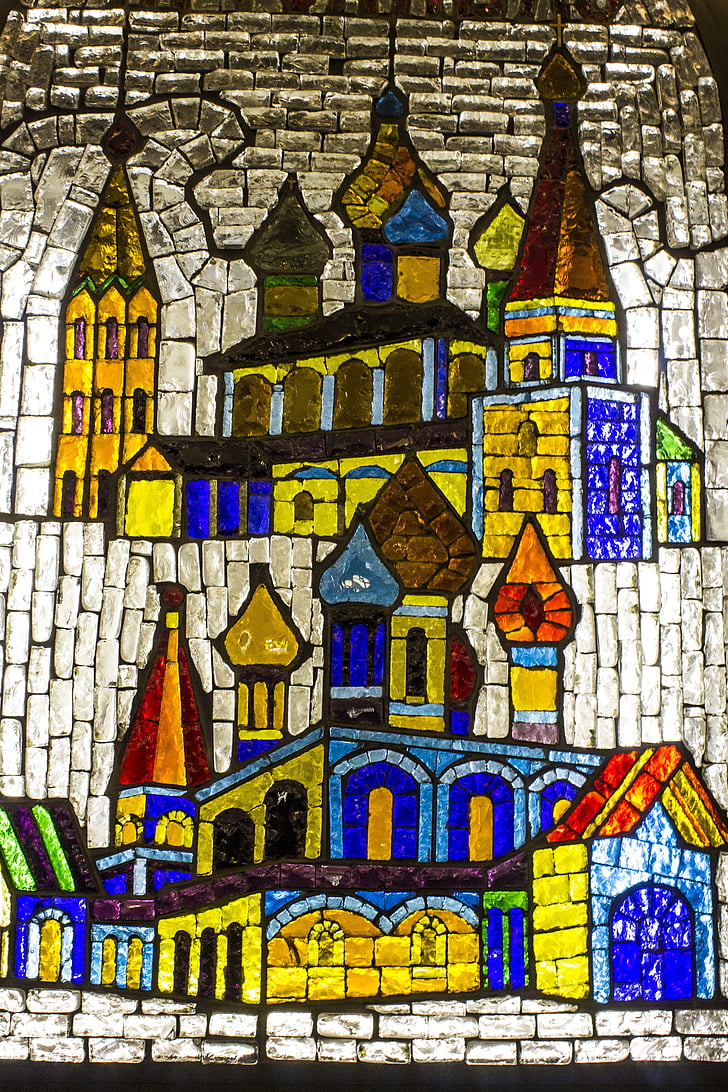 ventana de cristal manchada, metro, Moscú, mosaico de, Color, acabado, decoración
