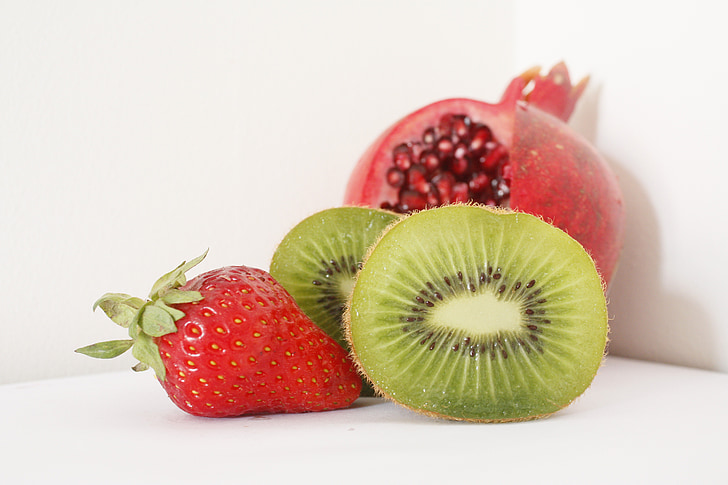 Kiwi, frugt, jordbær, friskhed, mad, moden, dessert