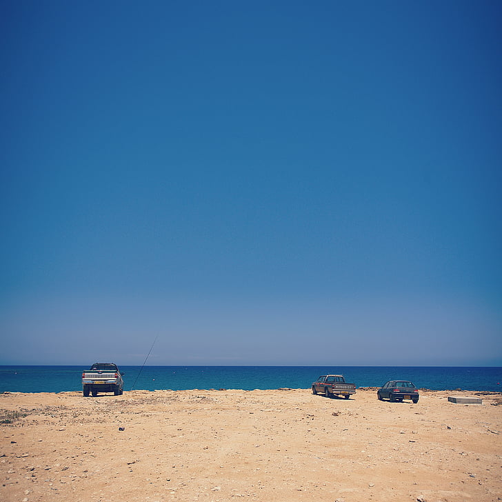 Beach, autod, taevas, Sea, suvel, liiv, rannikul