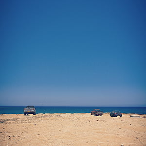 пляж, автомобілі, небо, море, літо, пісок, узбережжя