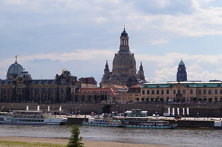 Dresden, Frauenkirche, Skyline, Canaletto, Elbe, byggnad, arkitektur