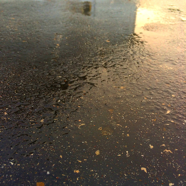 lluvia, pavimento, húmedo, puesta de sol, tiempo en, pavimentación, tierra