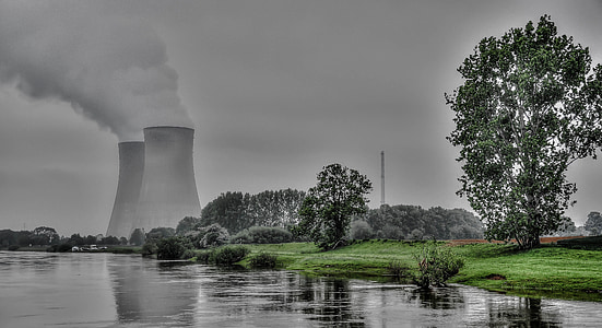 atomelektrostacija, kodolreaktoru, elektrostacija, dzesēšanas torņi, Atomenerģijas, Kodolenerģija