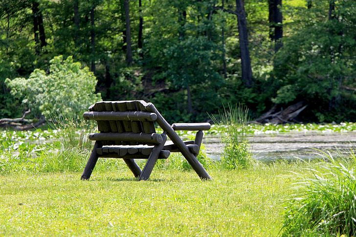 Banc, Banc de fusta, al costat del llac, seient, relaxar-se, tranquil, calma