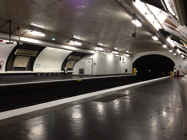metró, Párizs, Station, Wharf, Parmentier, szállítás, városi táj