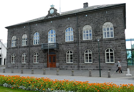 Reykjavik, Parlement, politique, Historiquement, façade, gouvernement, ville