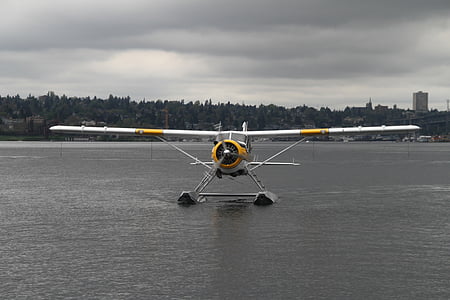 avión, hidroavión, de aterrizaje, Inicio, agua, volar, Canadá