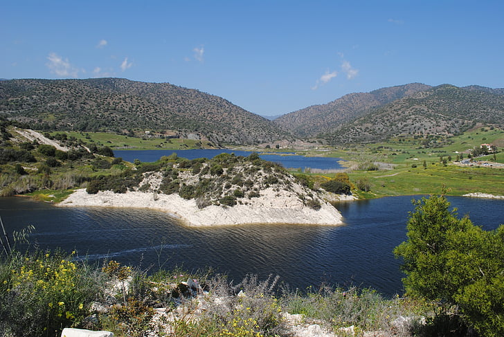 germasoyeia dam, Limassol, Cyprus, weergave van de water, Lake, water, Middellandse Zee