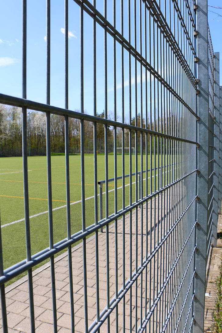 fence, fencing, sports ground, football pitch, rush, lines, grid