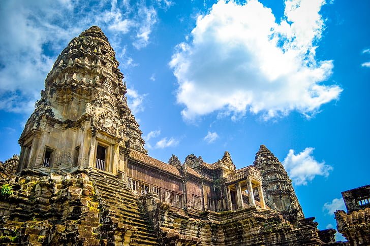 сграда, архитектура, Камбоджа, храма, древен, исторически, култура