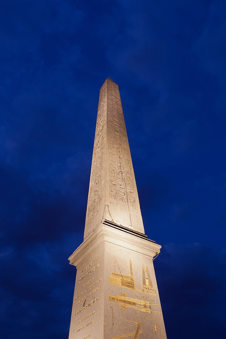 obelisk, place, concord, parisnight, monument, obelisk of luxor, luxor obelisk