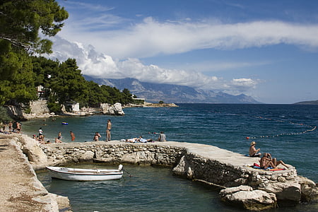 tenger, Adriai-tenger, Horvátország, mediterrán, Sky, Beach, turizmus