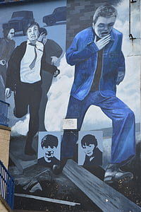 het platform, menselijke, beleid, muurschildering, oorlog, Ierland, Derry