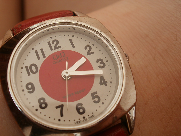 Watch, rød, kunst, ur, tjekkisk, en, to