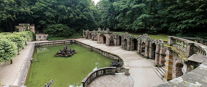 Castle, Taman, permainan air, arsitektur, Bayreuth, Hermitage