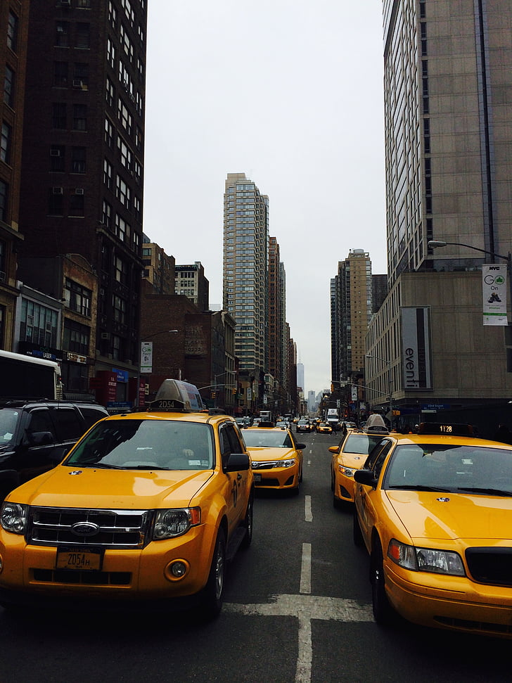 taxi, forgalom, New York-i, közúti, város