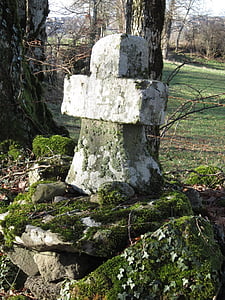 Kruis, steen, platteland, graf, begraafplaats, buiten, grafsteen